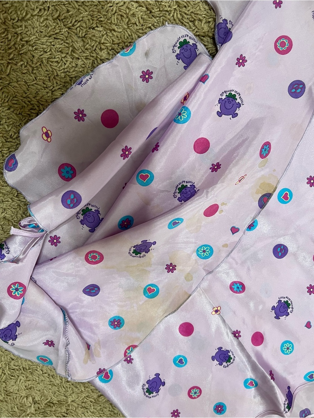 Lavender Polka Dot Satin Chemise with Adjustable Straps - Picture 5 of 7